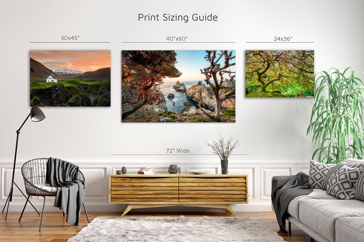 Print sizing guide for Brent Goldman Photography Fine Art Prints