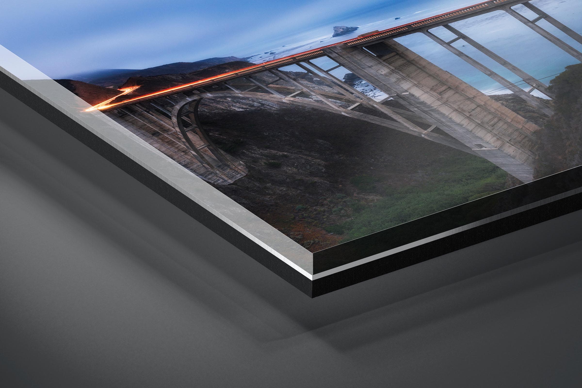 Fine art limited edition acrylic print of Bixby Bridge in Big Sur, California by Brent Goldman Photography