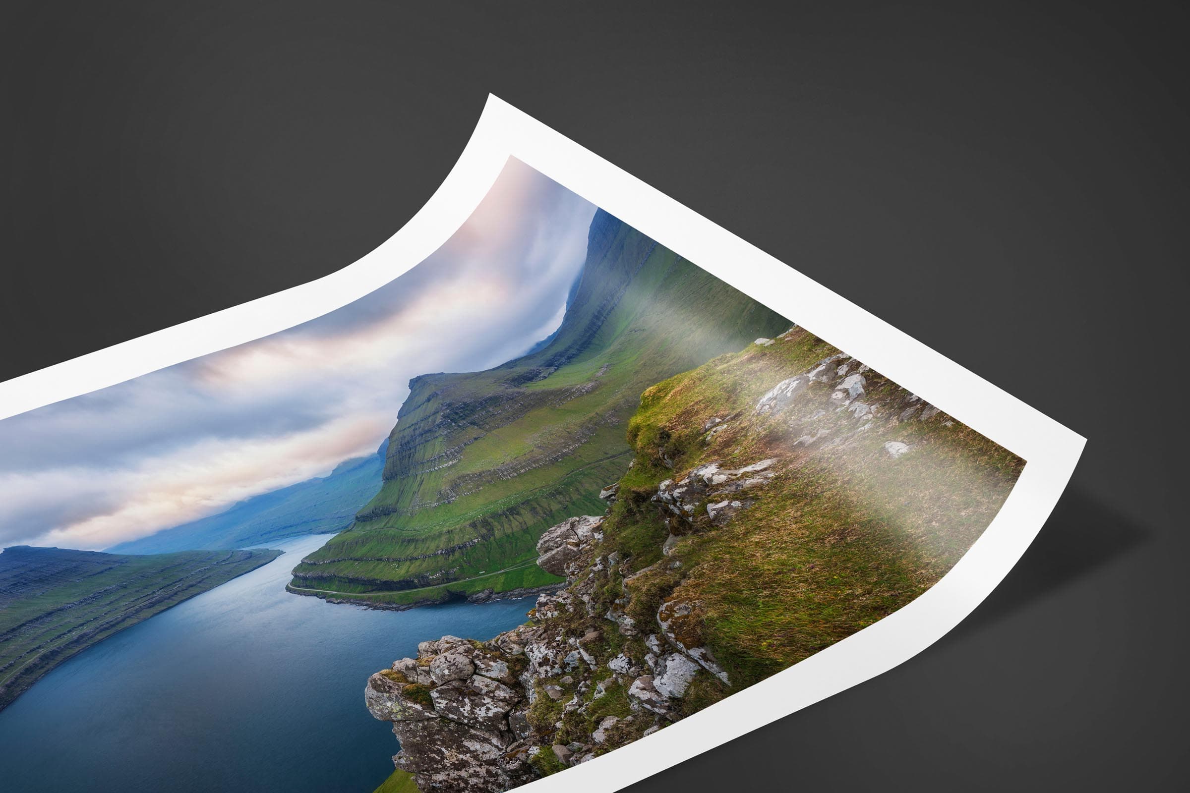 Fine art limited edition print of Fjord in Gjogv, Faroe Islands by Brent Goldman Photography