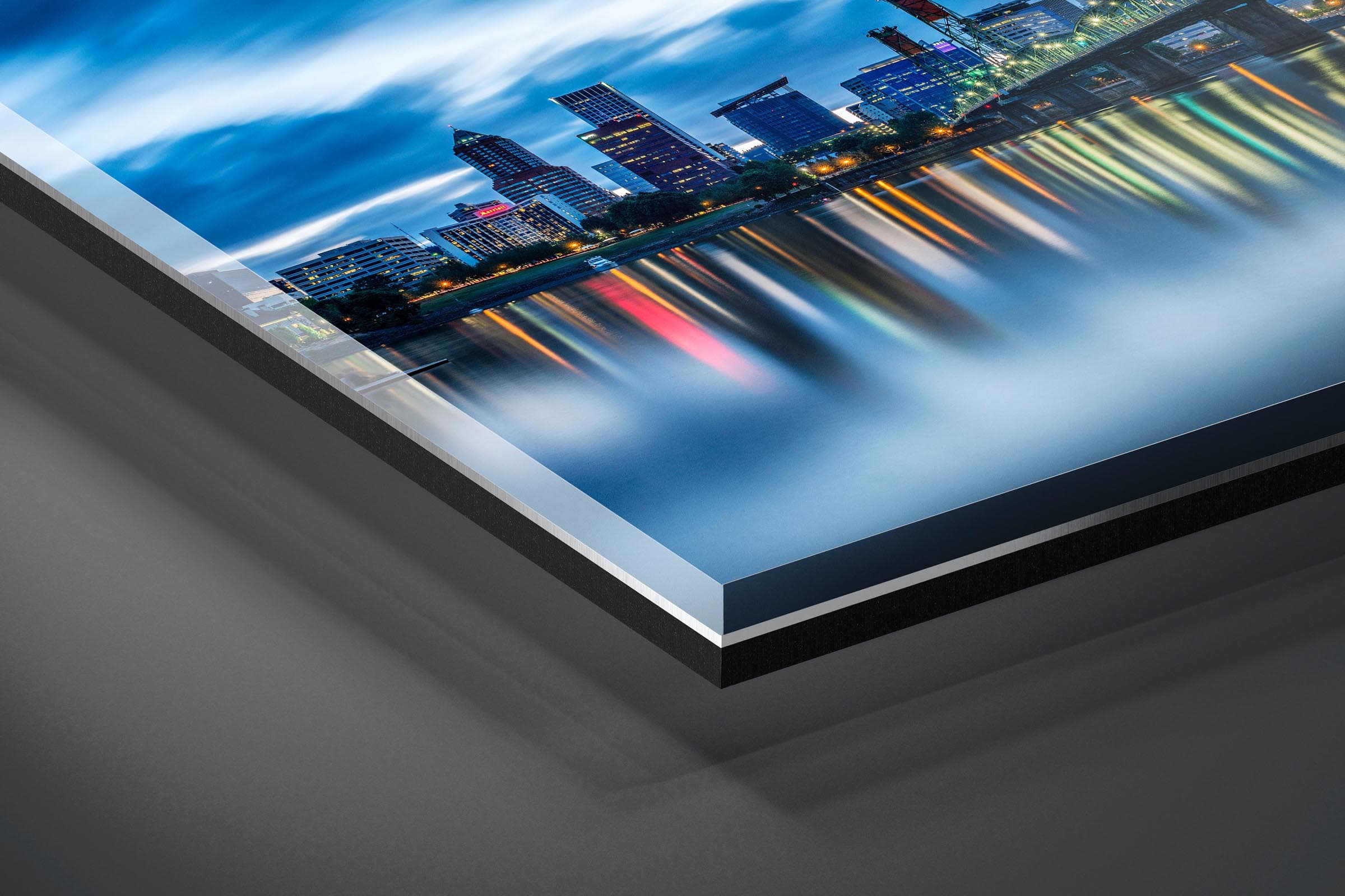 Fine art limited edition acrylic print of Hawthorne Bridge in Portland, Oregon by Brent Goldman Photography