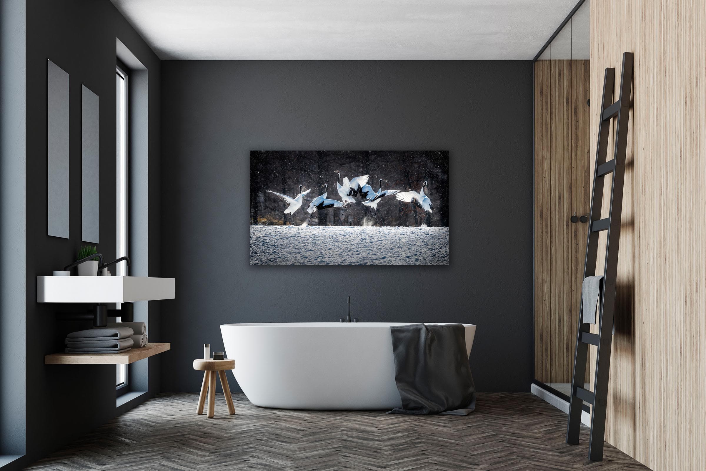 Wall art of Red Crowned Crane in Hokkaido, Japan by Brent Goldman Photography