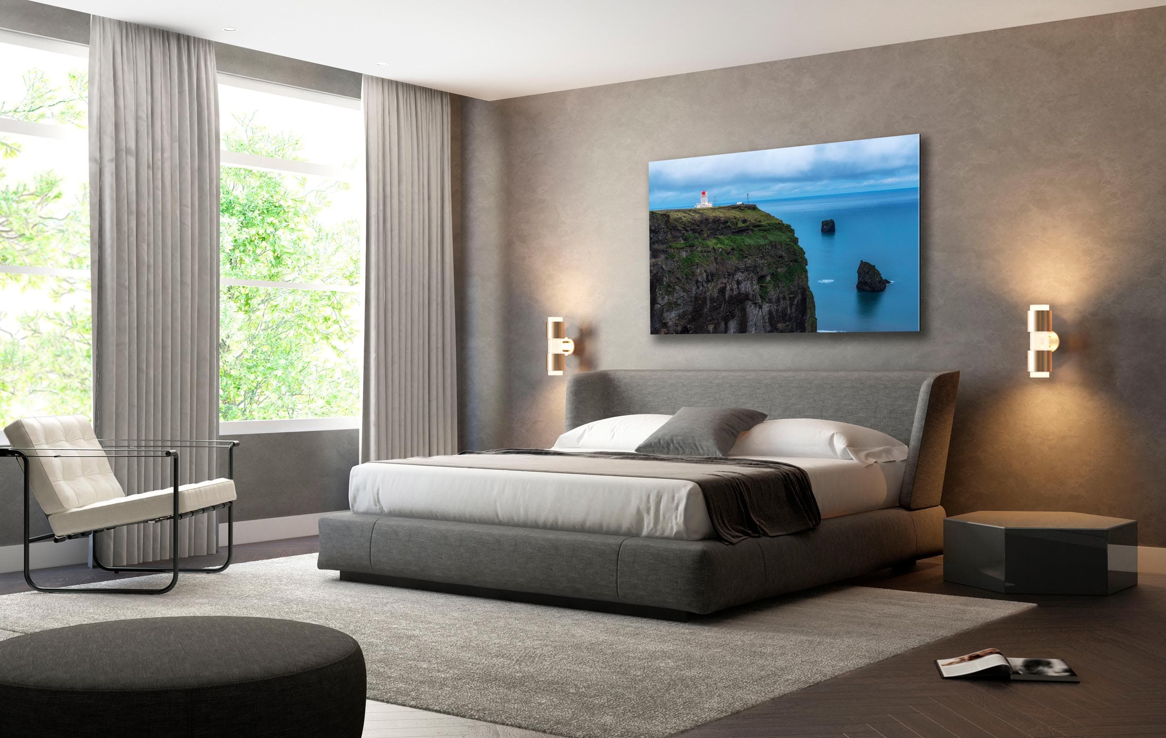 Wall art of Dyrholaey Lighthouse in Vik, Iceland by Brent Goldman Photography
