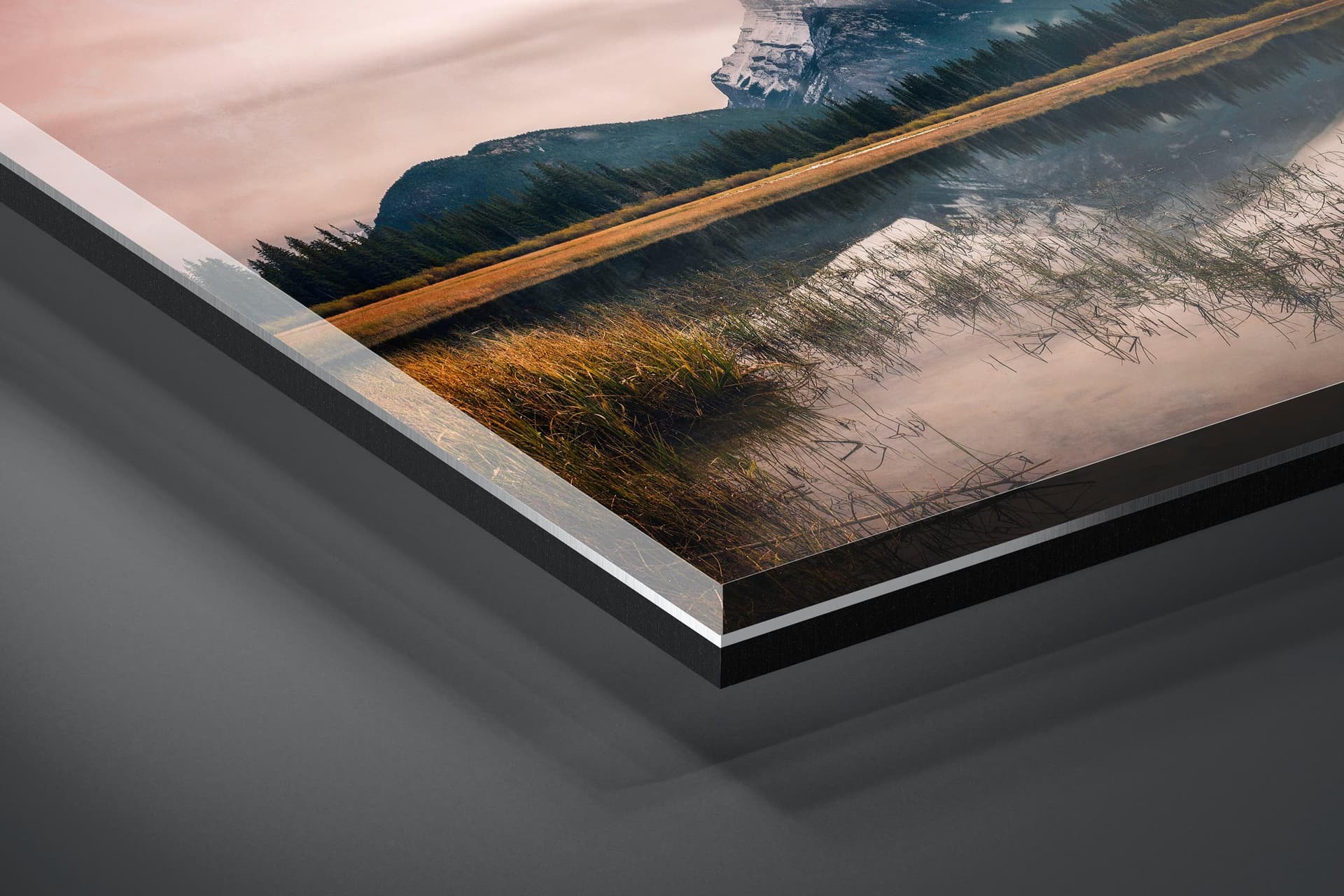 Fine art limited edition acrylic print of Vermilion Lakes in Banff, Canada by Brent Goldman Photography