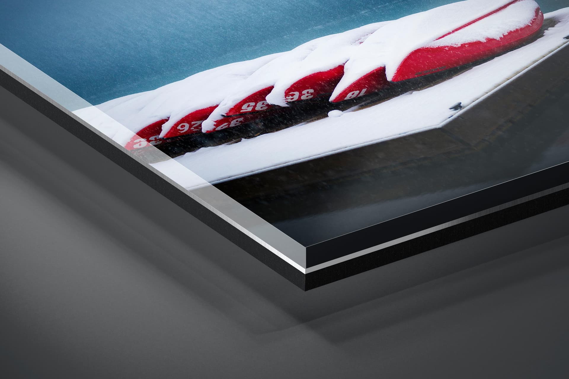 Fine art limited edition acrylic print of Canoes Lake Louise in Banff, Canada by Brent Goldman Photography