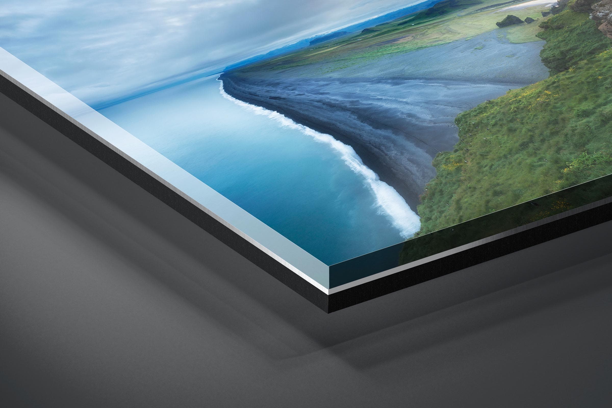 Fine art limited edition acrylic print of Black Sand Beach in Dyrholaey , Iceland by Brent Goldman Photography