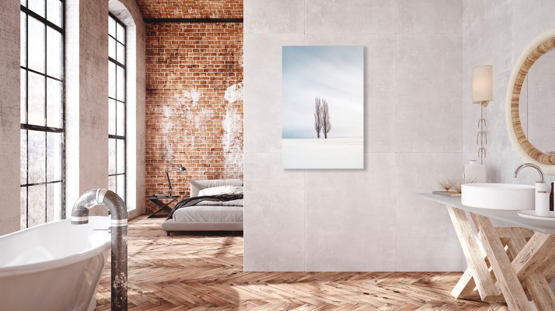 Wall art of Trees in Biei, Japan by Brent Goldman Photography