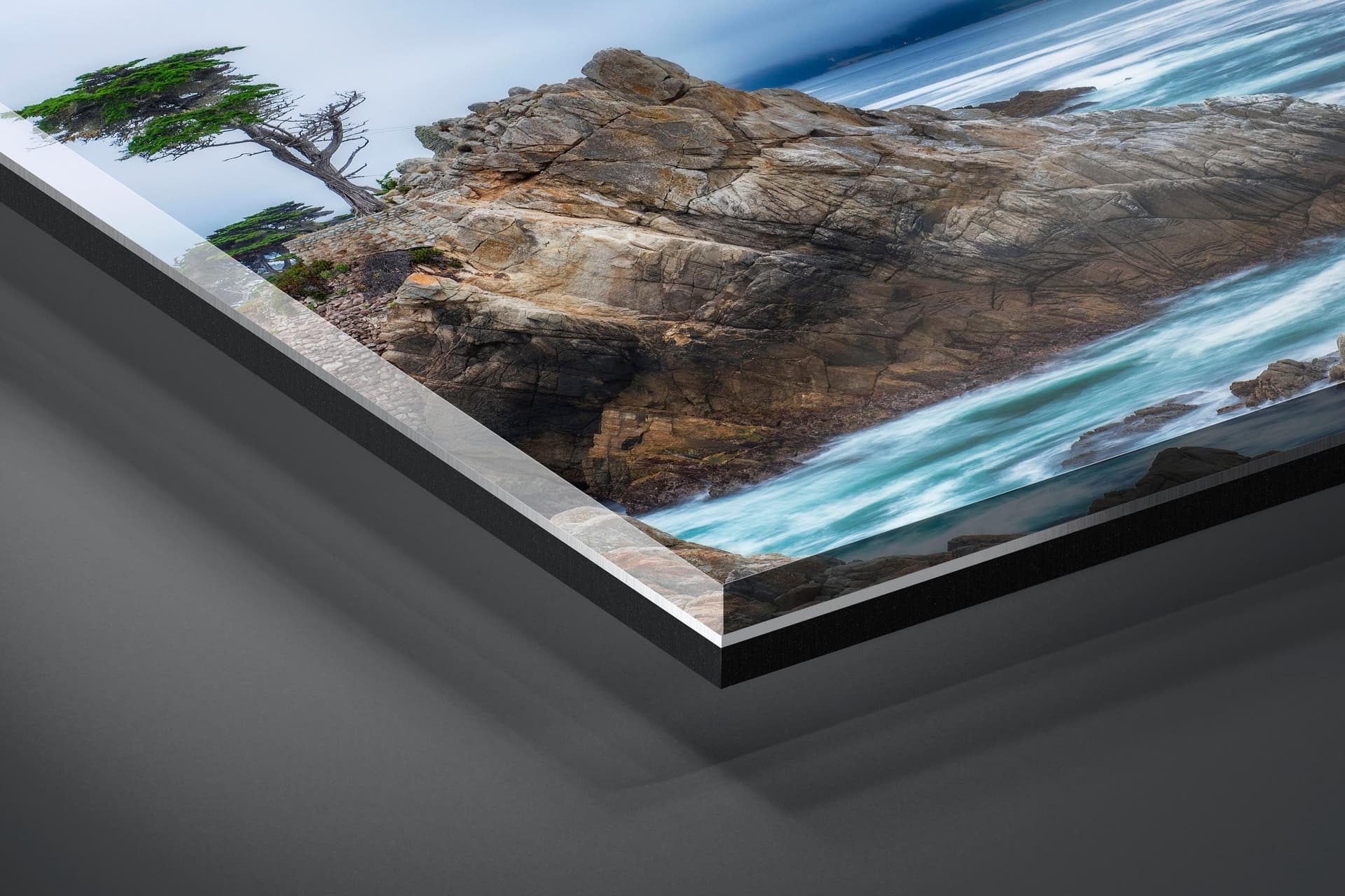 Fine art limited edition acrylic print of Lone Cypress in Pebble Beach, California by Brent Goldman Photography