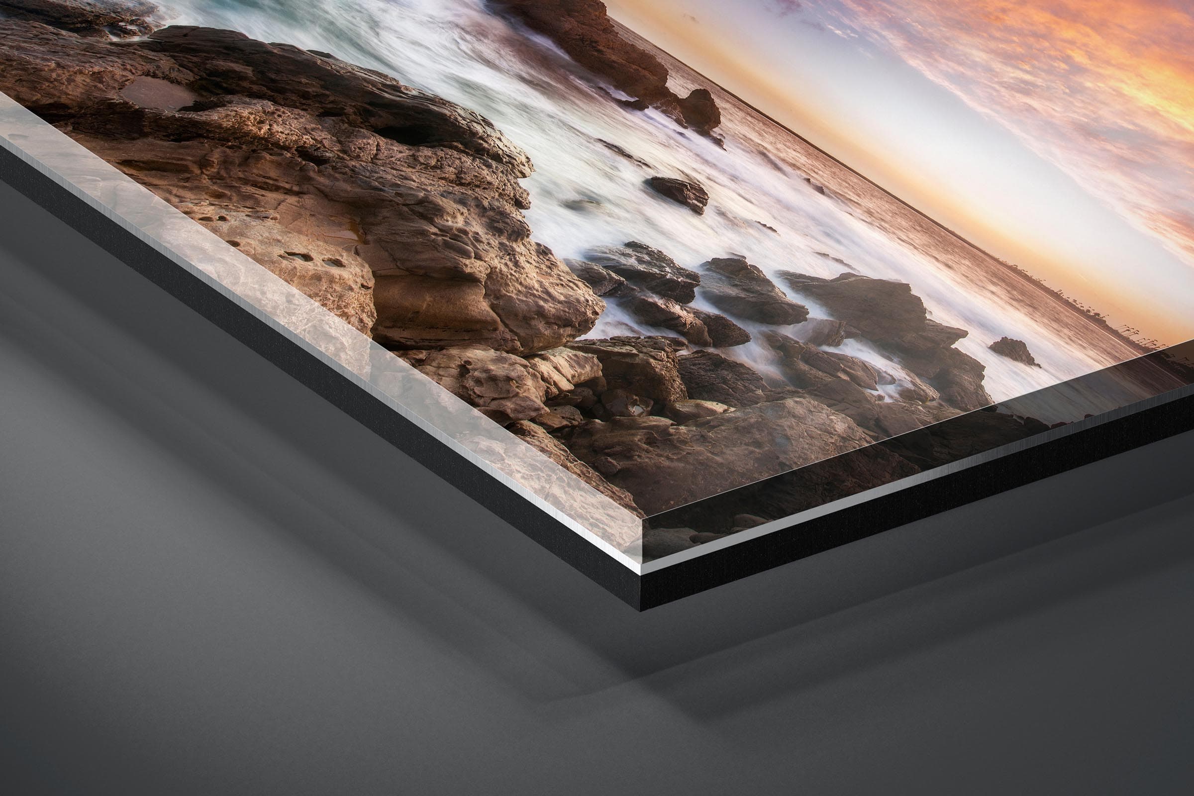 Fine art limited edition acrylic print of Ocean Sunset in Huntington Beach, California by Brent Goldman Photography